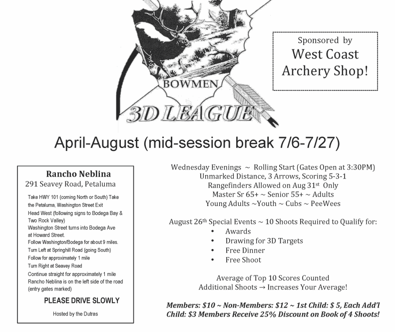 2016 Archery League Event Poster.