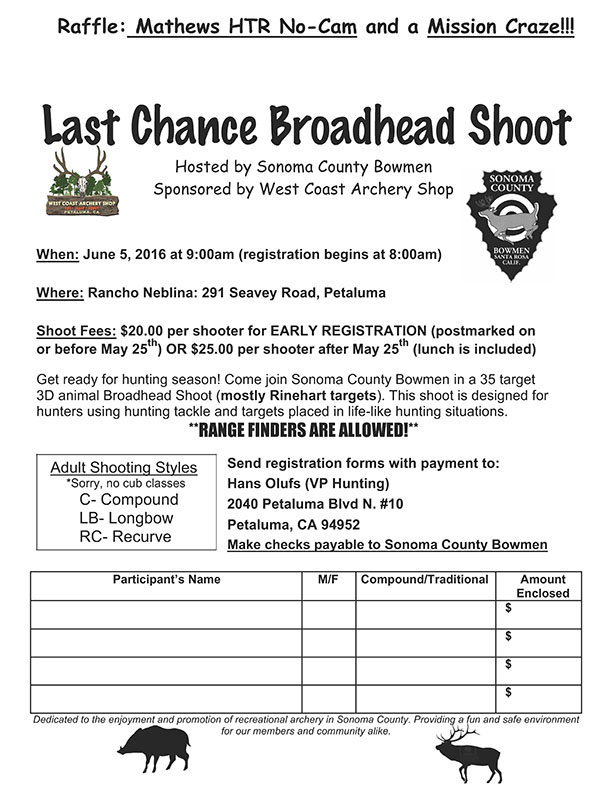 Last Chance Broadhead Shoot flyer June 2016