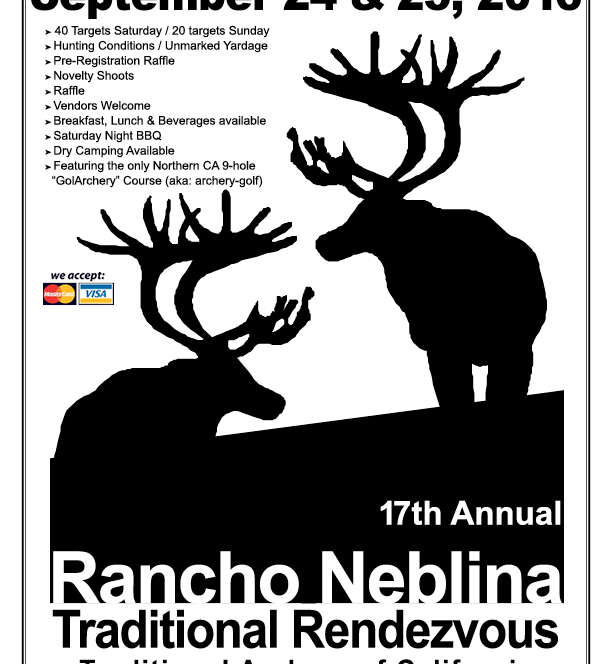 Archery event poster with silhouetted deer.
