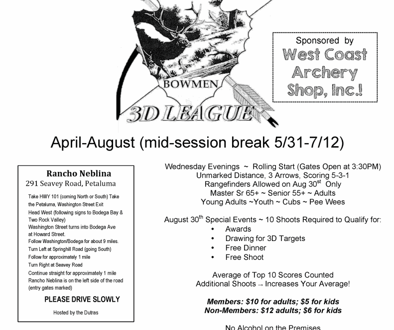 2017 archery league flyer with event details.