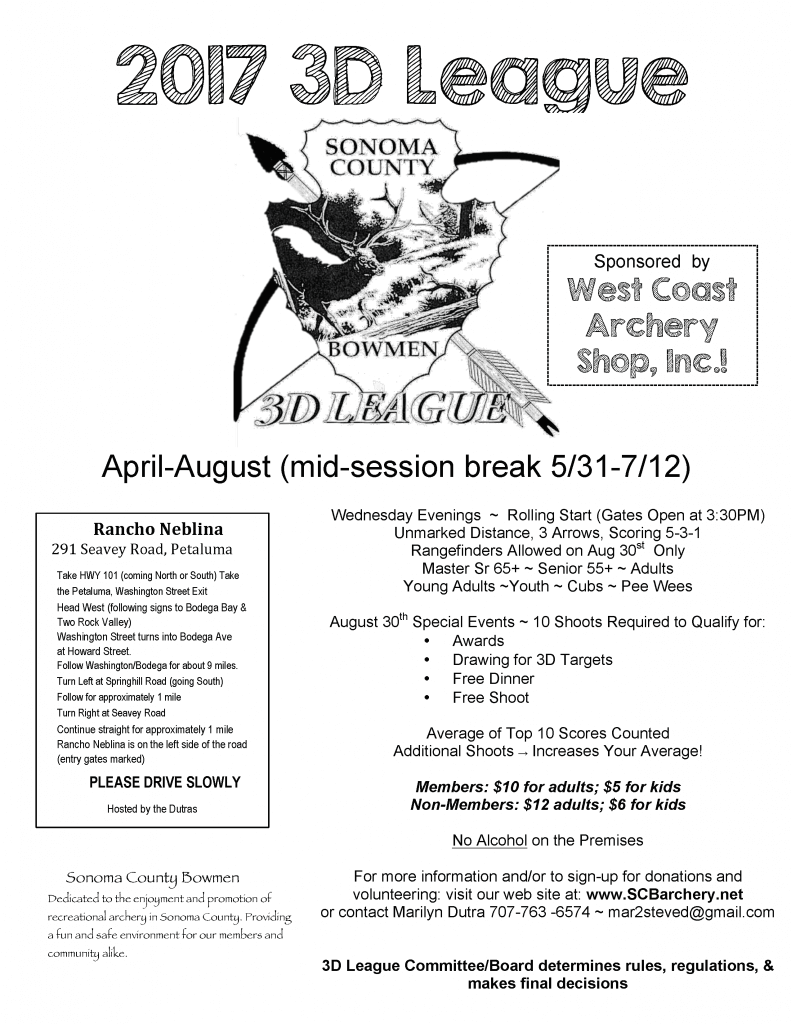 2017 archery league flyer with event details.