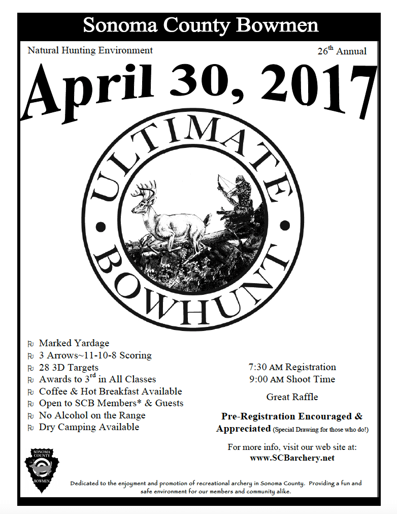 Sonoma County Bowmen Ultimate Bowhunt flyer.