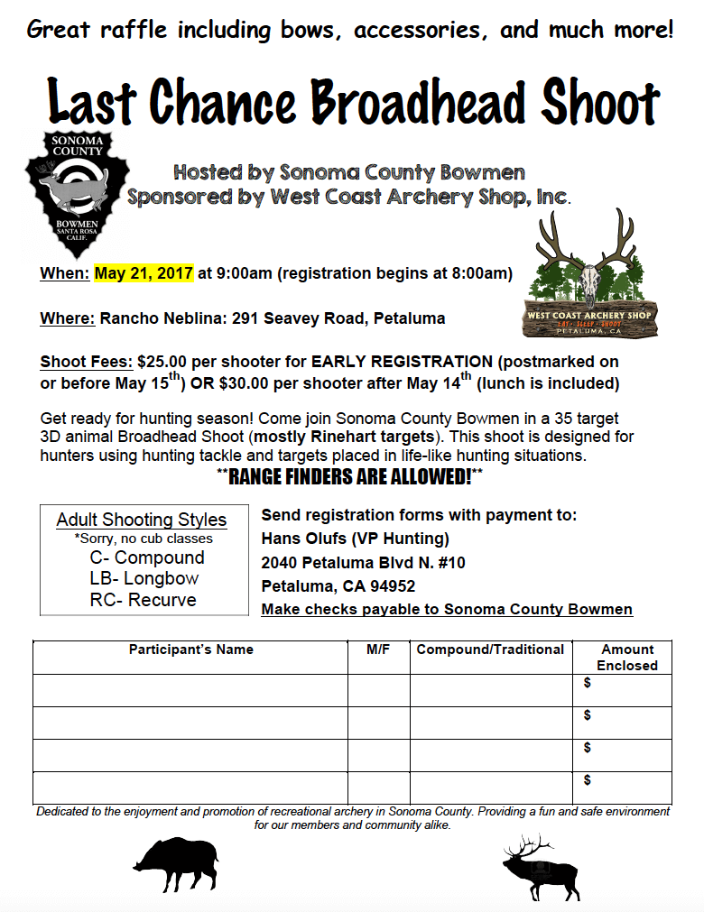 Last Chance Broadhead Shoot flyer May 2017