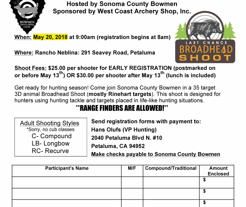 Last Chance Broadhead Shoot event flyer.