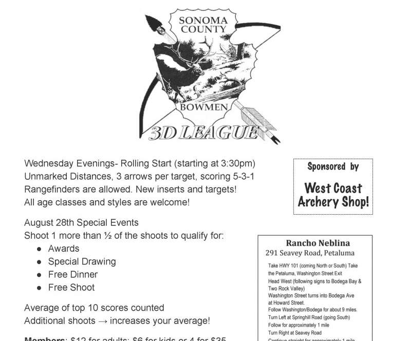 2019 3D League archery event poster.