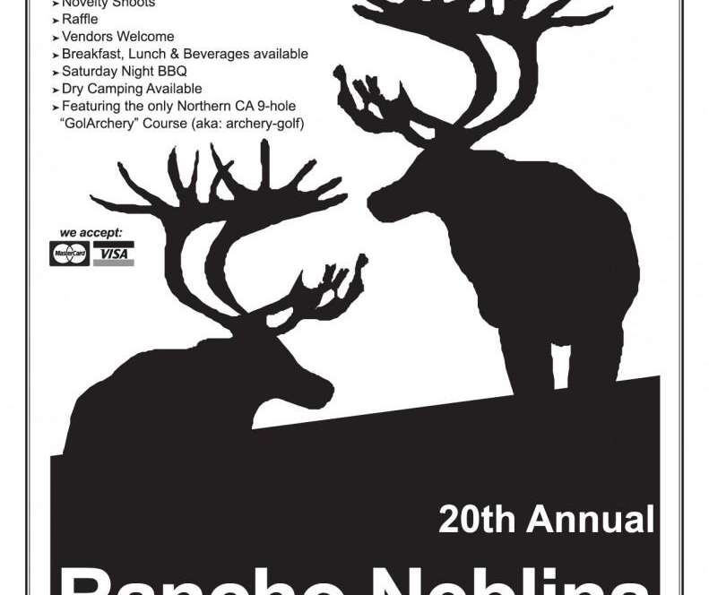 Archery event poster with deer silhouettes.